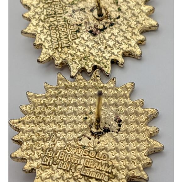 Vintage Rhygold Birth Gramm Celestial Whimsigoth Sun Swiss Earring Studs - Picture 5 of 5